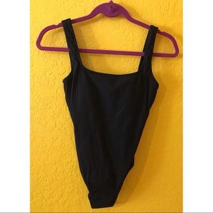NEW Womens Polo Ralph Lauren black One Piece Ribbed Scoop Swimsuit Size XS